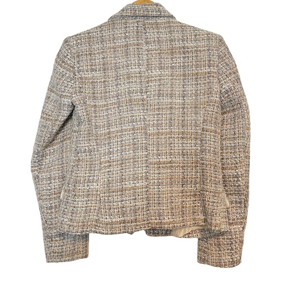 Zara Tweed Blazer Double Breasted Weave Cropped Jacket Small - Picture 7 of 12